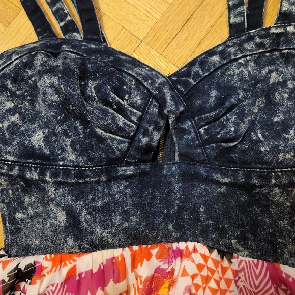 Material Girl Denim Cutout Floral Dress - Picture 3 of 6